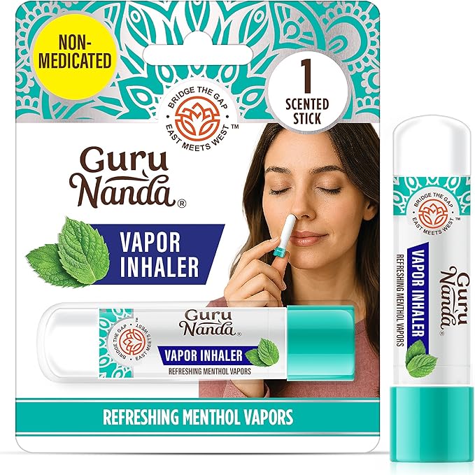 GuruNanda Vapor Inhaler Nasal Stick, with Essential Oils for Soothing Relief, Helps Clear Nasal Passages & Ease Stuffiness, Non-Medicated, 1 Count