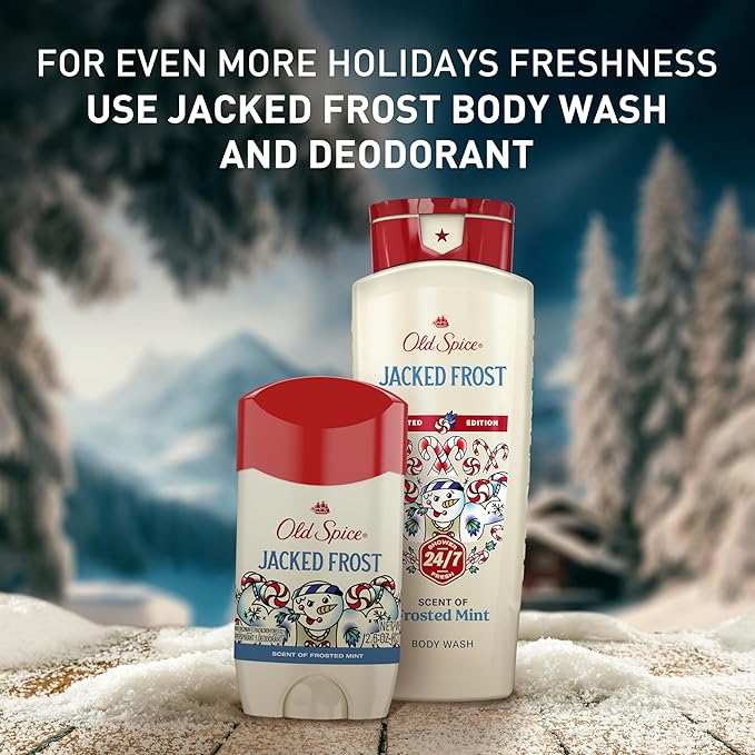 Old Spice Body Wash for Men, Holidudes Holiday Edition, 24/7 Holiday Freshness, Lasting Scent and Rich Lather, Stocking Stuffer, Jacked Frost Frosted Mint Scent, 16 oz