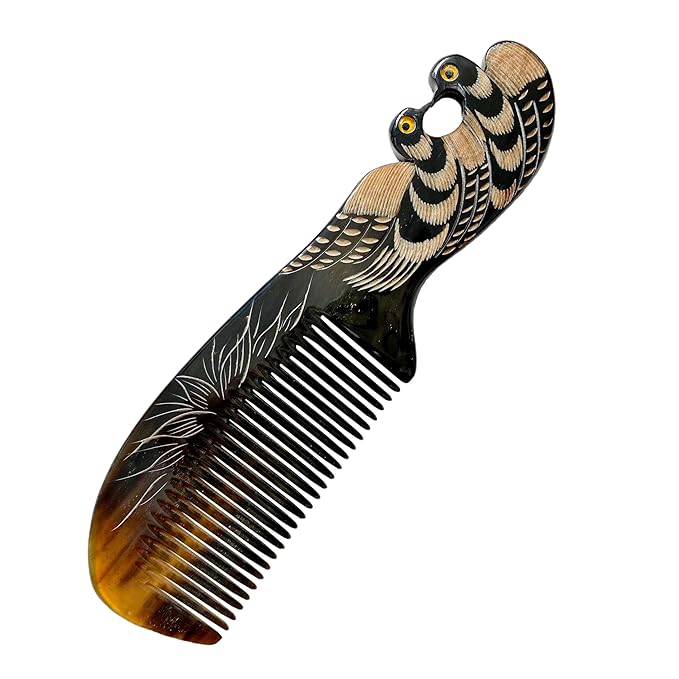 Symbol of Love, Peace and Happiness, Natural Buffalo Horn Comb, Bone Ox Horn Comb Anti Static for Hair, Horn Combs for Women Christmas Gifts (Pigeon)