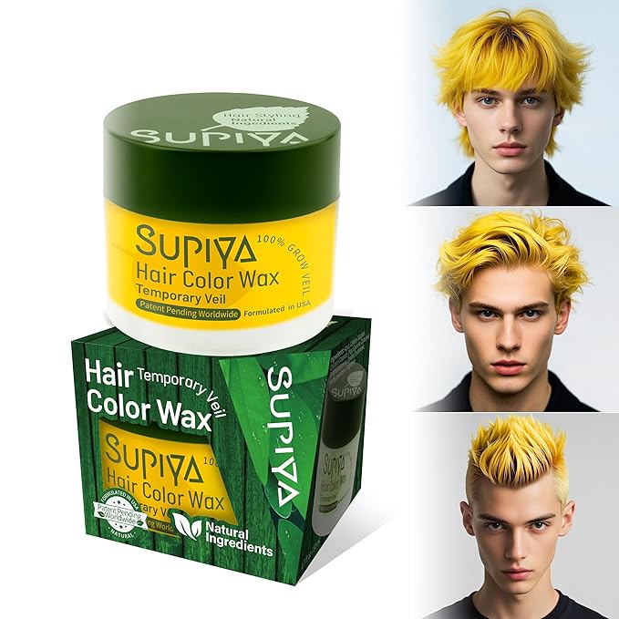 Temporary Hair Styling Color Wax,Yellow Hair Dye Color Wax Washable Natural Instant Hair Coloring Cream for DIY Hairstyle for Kids Men Women(Color #53)