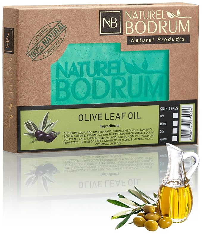 Turkish Olive Leaf Oil Organic Soap Bar for Women and Men - Glycerin Soap Bar, Balancing & Hydrating Bar Soap with Olive Leaf Extract - Natural & Vegan Spa Gift, for All Skin Types