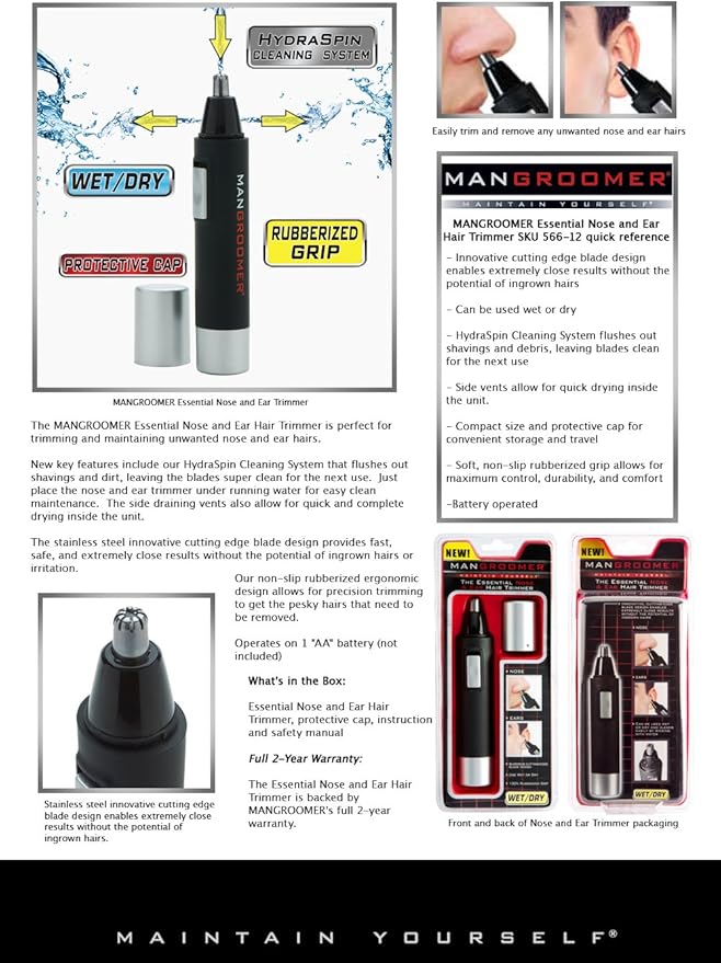 MANGROOMER PRO Essential Nose and Ear Hair Trimmer