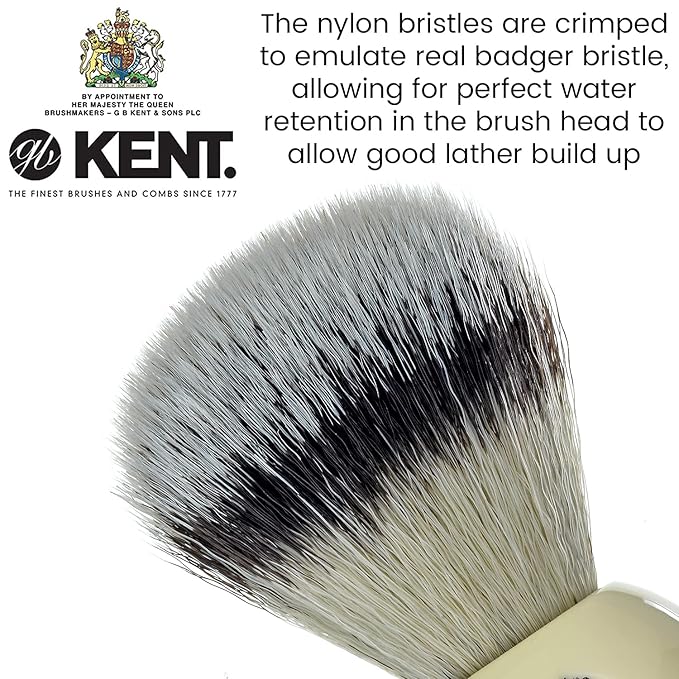 Kent Infinity Plus Shaving Brush with Ultra-Soft Silvertext Synthetic Badger Brush - Perfect Lather and Shaving Brush made for Shave Cream and Shaving Soap - Kent Luxury Shaving Since 1777