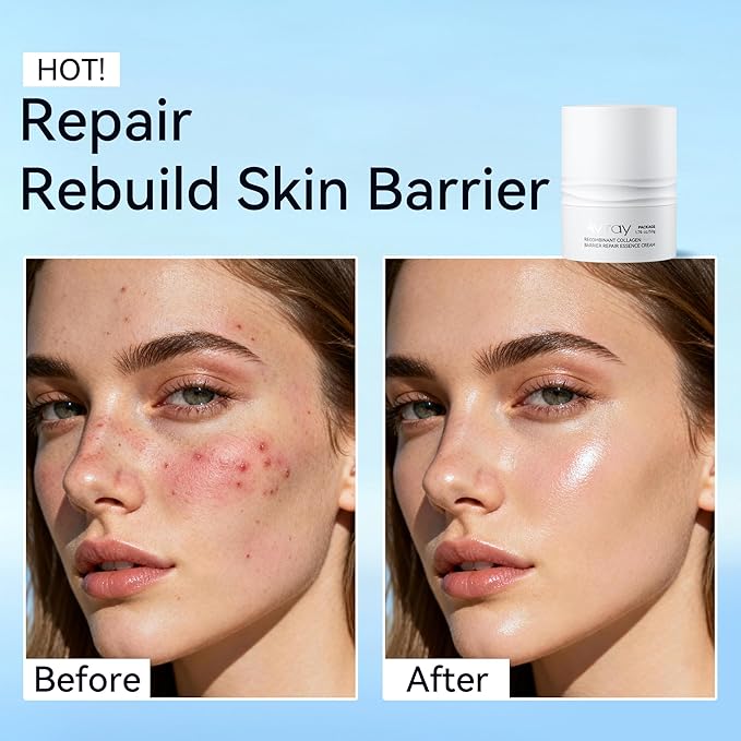 Recombinant Collagen Face Cream - Barrier Repair Moisturizer Cream with Panthenol Centella Licorice Complex for Hydrating Soothing Strengthening for Women & Men for Sensitive Skin V3-50G