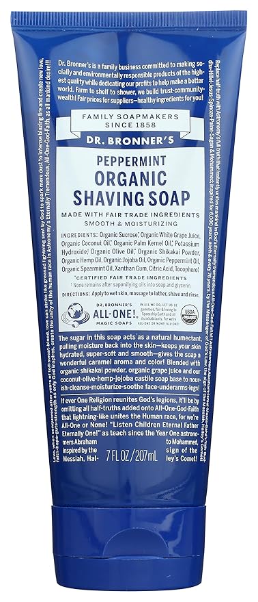 Dr Bronners, Shave Soap Peppermint Organic, 7 Fl Oz