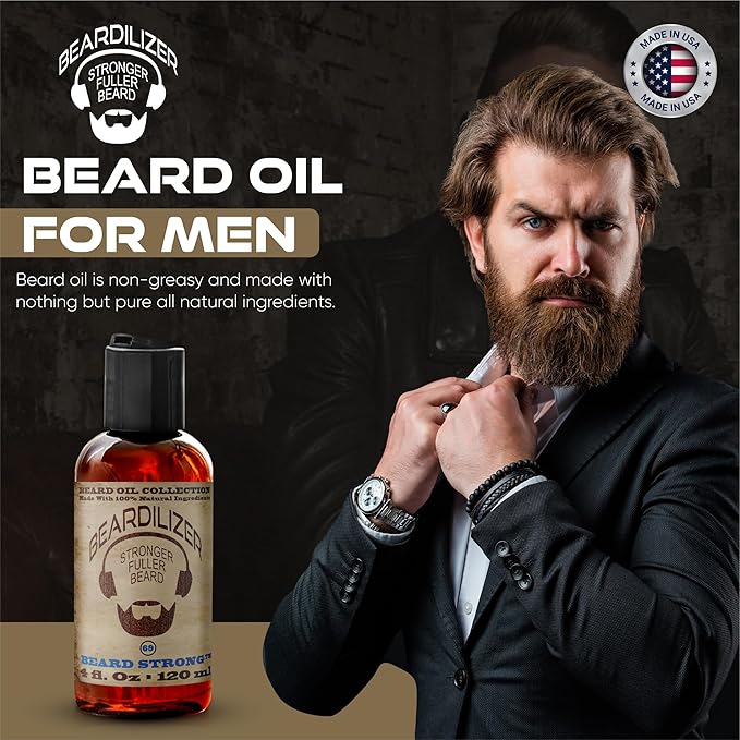 Beardilizer Choco Swag Beard Oil for Men - 100% Natural Growth Oil & Conditioner with Argan, Jojoba & Vitamin E – Softening, Moisturizing for Soft, Healthy Beard – 4 Oz