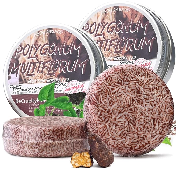 2PCS Shampoo Bar for Gray Hair, Shouwu Blackening Shampoo Soap for Gray Hair Natural Organics Shampoo and Conditioner Bar for Thinning Hair for Men & Women (Shouwu)