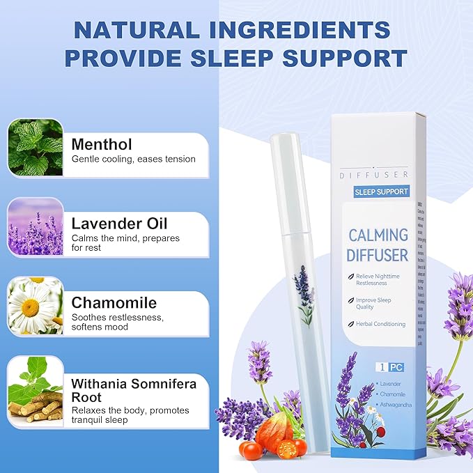 Herbal Diffuser Pen, 2 Pack Mullein & Melatonin Diffuser Pen, Night & Day Relax Duo Set for Fresh Breath & Calm Sleep Support, Total 1200 Uses