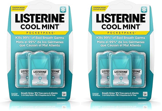 Listerine Pocketpaks Breath Strips, Cool Mint, 72 Count (Pack of 2)