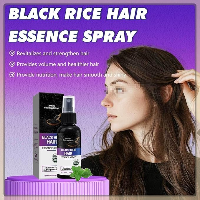 Black Rice Water Hair Growth Spray, Hair Growth Serum for Hair Loss Dry Damaged Hair, Deep Moisturizing Strengthening Thickening Smooths Shine Hair Frizz Control For Women Men (2pcs)