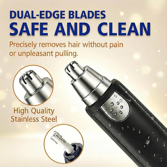 Bekhic® Ear and Nose Hair Trimmer Clipper - 2025 Professional Painless Eyebrow & Facial Hair Trimmer for Men Women, Battery Operated Facial & Eyebrow Hair Remover, Dual-Edge Blades, Painless Grooming