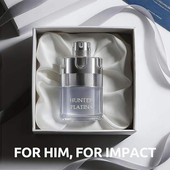 Men's Cologne Gift Set 4 Pack(Invincible Aqua&Grey,Hunter Platina&Noir) - 3.4 Fl Oz Each | Vanilla Bourbon, Leather & Amber Floral Fragrance | Luxury Eau de Toilette Quartet