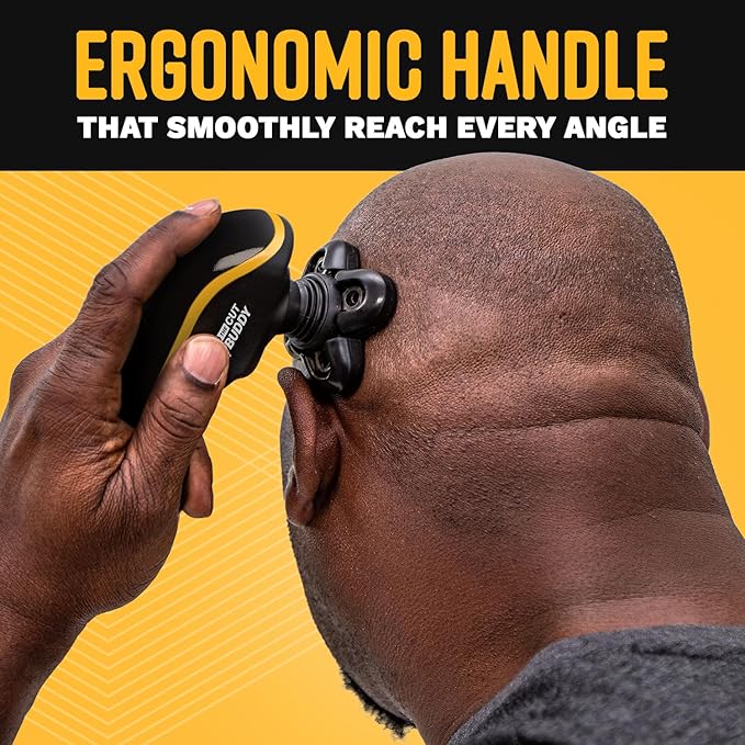 Bald Buddy Head Shaver for Men, Waterproof, Rechargeable Electric Razor, Cordless, Ergonomic Design, Battery & Cleaning Indicator, The Cut Buddy