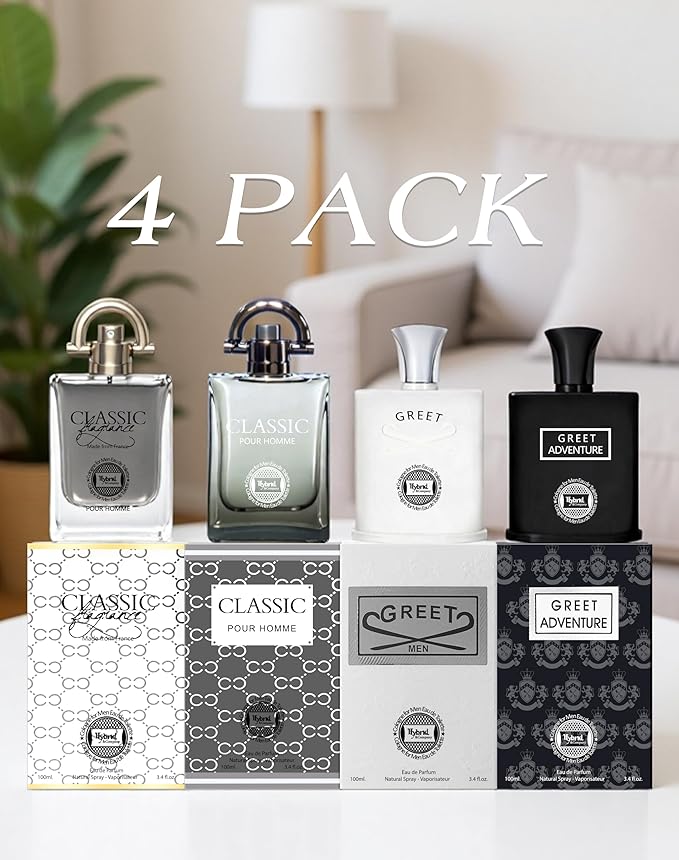 Hybrid & Company Men's 4 Pcs Classic France Pour Homme Greet Adventure Eau De Toilette Perfume