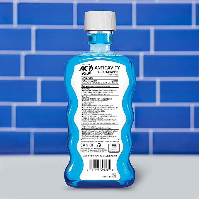 ACT Kids Anticavity Fluoride Rinse Pineapple Punch 16.9 fl. oz. Accurate Dosing Cup, Alcohol Free (Pack of 2)