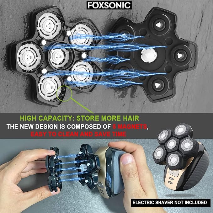 WAHFOX 6 Magnetic Blades for Head Shaver Replacement Blades (Magnetic Interface Unique) Head Shaver Replacement Heads