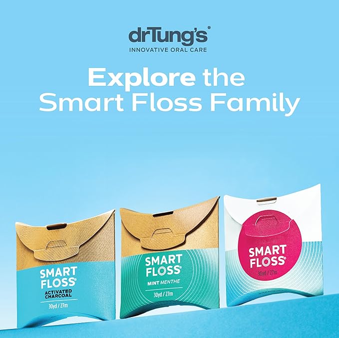 DrTung's Smart Floss - Natural, PTFE & PFAS Free Floss, Gentle on Gums, Expands & Stretches, BPA Free Floss - Natural Dental Floss Cardamom Flavor (Pack of 2)
