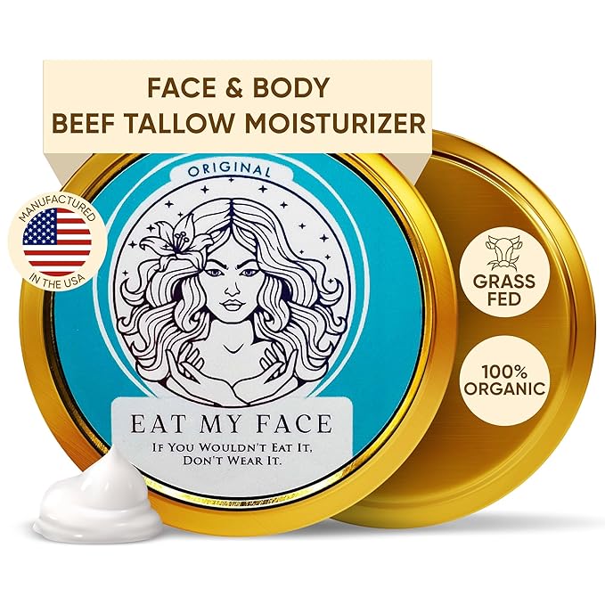 Eat My Face Grass Fed Beef Tallow Face Moisturizer | Organic Beef Tallow for Skin Face, Body & Hands, Deep Moisturizer for Dry & Sensitive Skin, Natural Skin Care, 4 fl oz