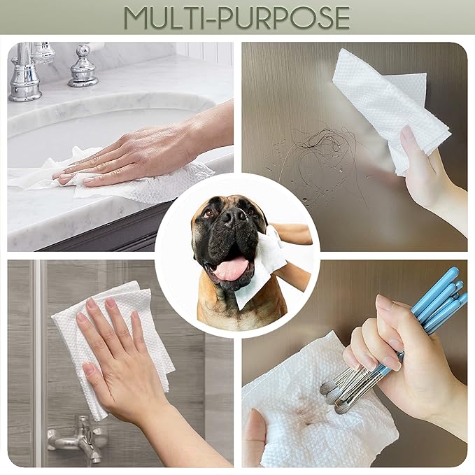 Christmas Style WOWOTEX Disposable Face Towel Biodegradable Large Dry Wipes 60 Count/Box Extra Thick Soft Clean Facial Towels for Sensitive Skin, Makeup Removing, Cleansing, Nursing, 10"×12"