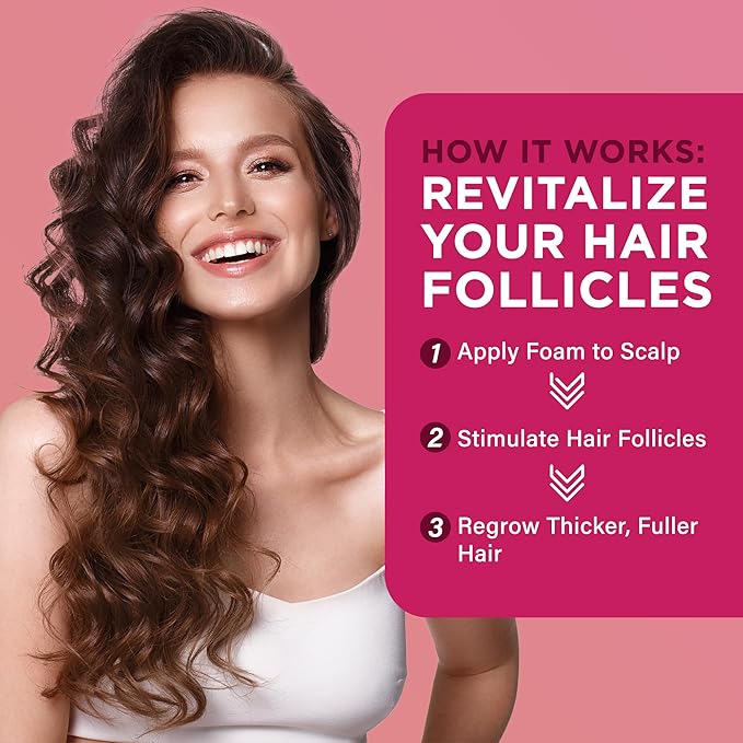 5% Minoxidil Foam for Women Hair Growth: Extra Strength Hair Regrowth Treatment – Revitalize Hair Follicles & Regrow Thicker, Fuller Hair – Hair Loss Solution-2 pack