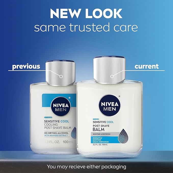 NIVEA MEN Sensitive Cool Post Shave Balm, Enriched with Chamomile and Seaweed Extracts, Alcohol Free After Shave Balm for Men, 3.3 Fl Oz Bottle (Pack of 6)