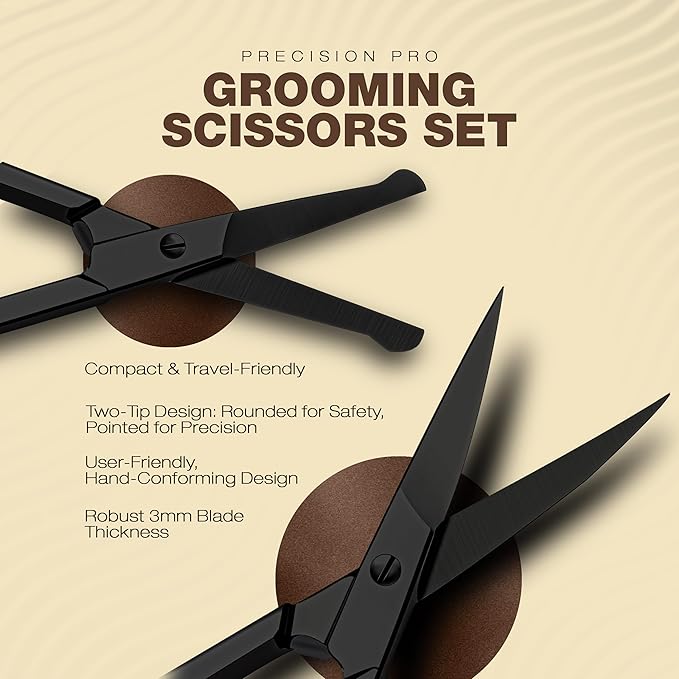 Utopia Care Eyebrow Scissors, Professional Stainless Steel Small Shears for Men and Women, Nose Hair Scissors for Grooming Mustache, Beard, Eyelashes, Ear Hair Trimming, Black