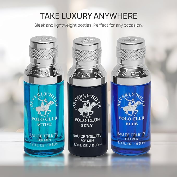 Beverly Hills Polo Club MENS 3PC SLIDER - BLUE VARIANT - CONTAINS BLUE/SEXY/ACTIVE 1OZ EDTs