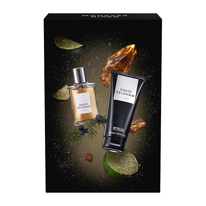 David Beckham Classic Giftset 1.6 fl oz EDT + 6.7 fl oz Shower Gel, Notes of Lime, Mint, and Amber, Men's Fragrance, Long Lasting, Everyday Fragrance