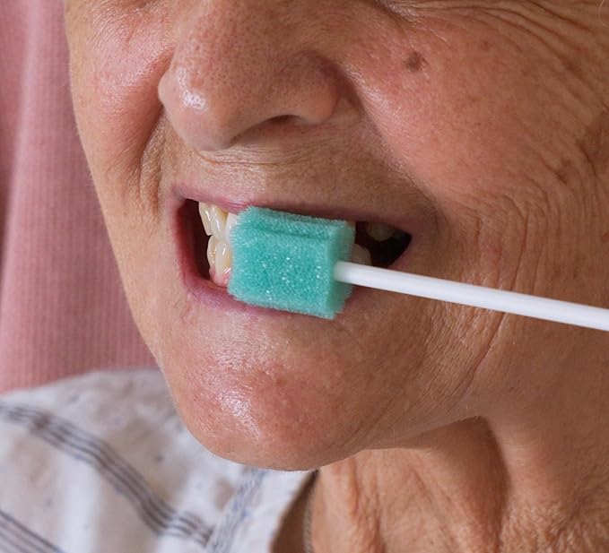 (50 Pack) Safety Anti-Penetration Gum-Protective Mouth Swabs for Elderly, Gum Cleaning, Anti-slip Rod. Higher Density Sponge Non-Detaching Sponge. Individually Wrapped 50 Counts (Unflavored)