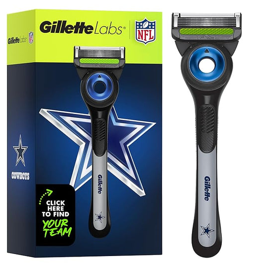 Gillette Labs Special NFL Cowboys Edition Shaving Razor for Men - 1 Handle, 1 Razor Blade Refill, Perfect for Game Day Grooming, GilletteLabs with Exfoliating Bar