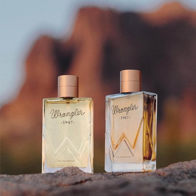 Wrangler 1947 Cologne for Men by Tru Western, 2.5oz, Cedarwood, Amber, Pink Pepper, Zesty Bergamot, Eucalyptus, & Ranch water Accord, Masculine Fragrance, Fresh Aromatics & Warm Resins