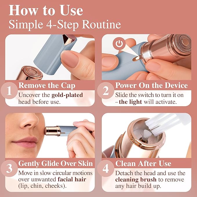 Facial Hair Removal for Women | Upper Lip Mustache Remover Device Face Shaver Woman Chin Peach Fuzz Electric Trimmer Dermaplane Female Razor Ladies Tweezers Lady Epilator Girls by VISOFO (Blue)