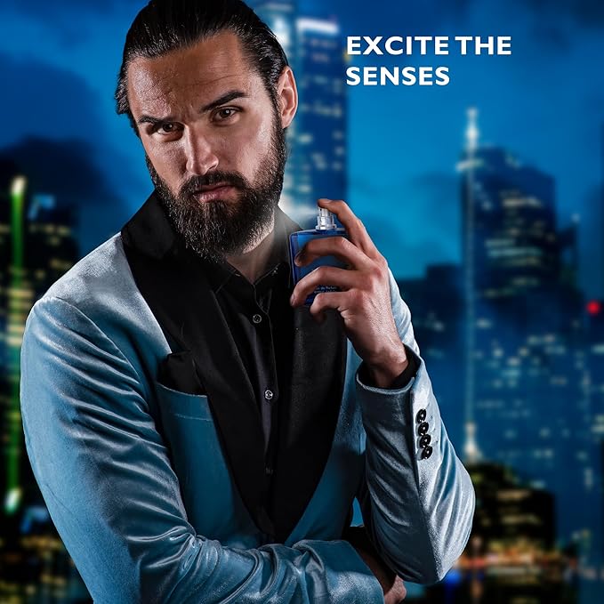 Bleu for Men Eau De Parfum - Blend of Citrusy Top Notes, Aromatic Spices & Warm Woody Undertones - Combination of Grapefruit, Lemon, Mint & Pink Pepper - Elegant 3.4fl Oz Bottle - Versatile Gift