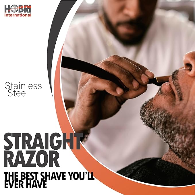 Premium Barber Straight Edge Razor with 10 Blades Men's Manual Shaver Salon Quality Razor (Black)
