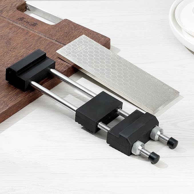 S SATC Sharpening Stone Holder,Adjustable 5-1/2 Inch to 9 Inch,Rubber Stainless Steel No-Slip Sharpening Stone Base for Diamond Stones