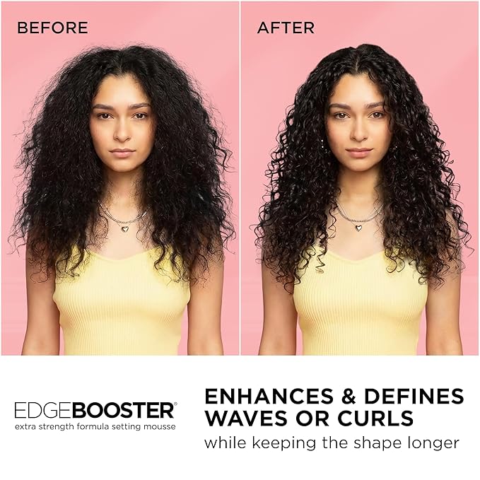 Style Factor EDGE BOOSTER Extra Strength Setting Mousse – Frizz Control, Extra Volume, and Conditioning – 6.4oz Citrine Mousse for Curly Hair