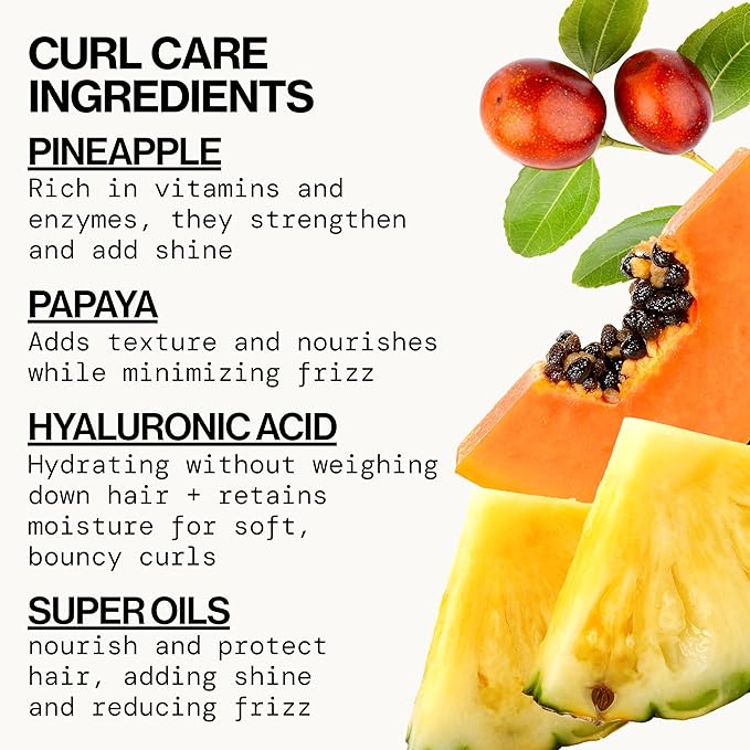 Pacifica Pineapple Papaya Curl Care Conditioner – Deep Moisture for Curly & Coily Hair, Defines Curls & Tames Frizz, Vegan & Silicone Free Clean Beauty, Vegan Cruelty-Free Dermatologist Tested