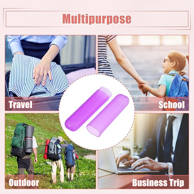 VOCOSTE 2 Pcs, Toothbrush Travel Case, Plastic, Lightweight, Purple, 7.48"x1.06"