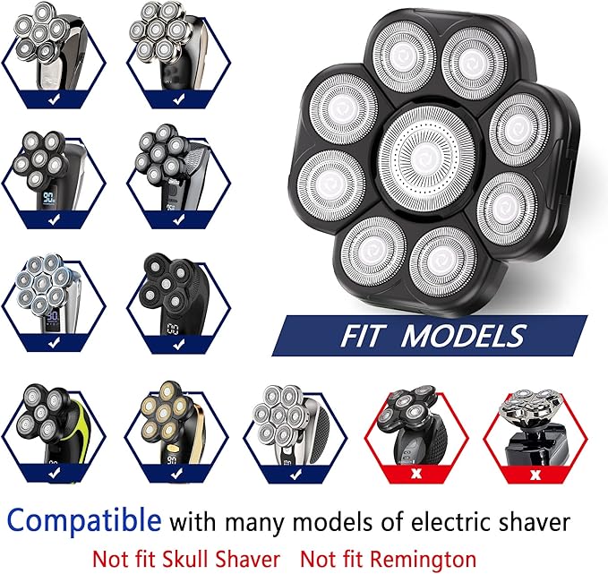 Universal Replacement Heads for Blade,Replacement Blades Compatible with Most Major Head Shaver Brands, Easy-to-Install Electric Razor Shaver Heads for Bald Men. (9 Black)
