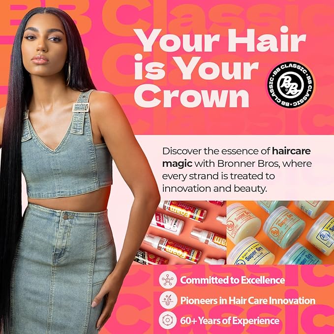 Bronner Brothers Maximum Strength Super Gro Hair Dress & Scalp Treatment – Coconut Oil, Vitamins E, A & D, Sage & Sulfur – For Dry Scalp Care, Breakage Support, Shine & Healthy-Looking Hair – 6oz