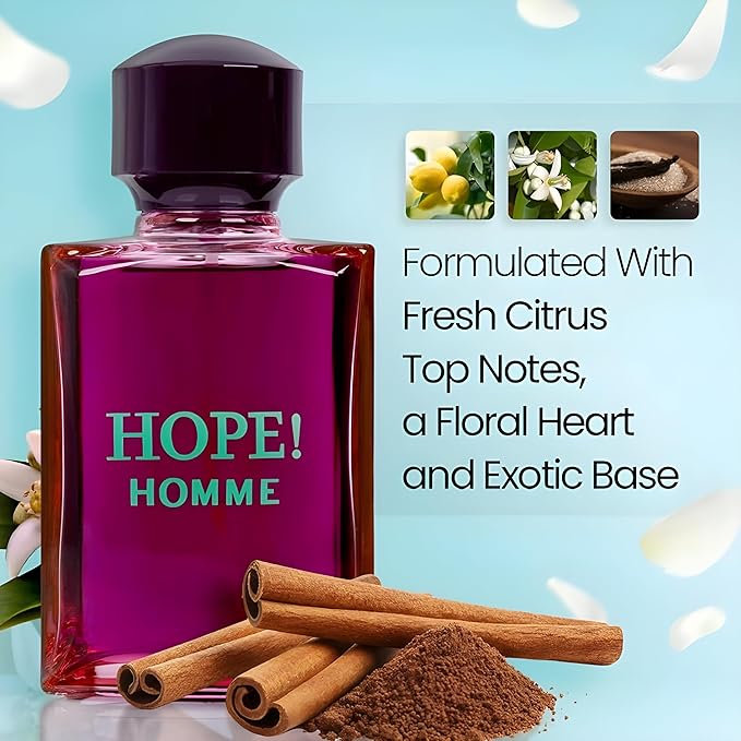 Bexter Hope Homme Eau De Parfum Spray for Men – 100 ml – Spicy Floral, Warm Woody, Long-Lasting Fragrance