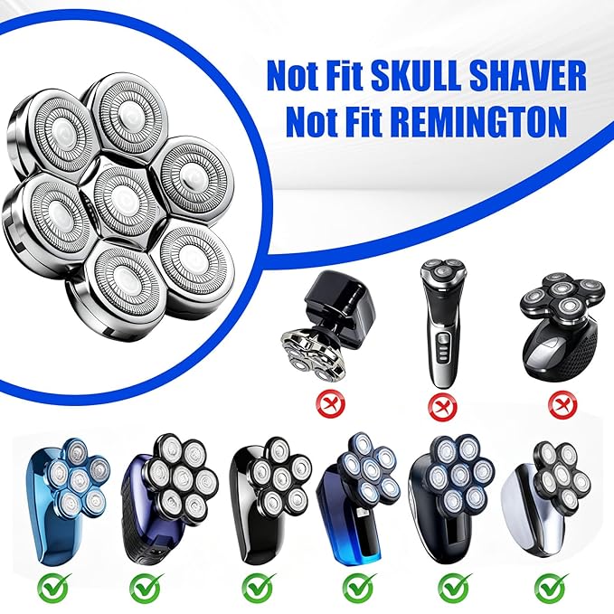 7 Head Shaver Replacement Head Shavers for Bald Men for Most Brand Men Foil Shaver Razor Universal Shaver Head,3pack