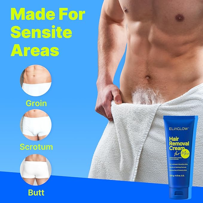 Hair Removal Cream for Men and Women: Sensitive Depilatory Cream for Intimate/Pubic Areas, Body, Legs, Chest, and Underarms, Easy & Painless, Gentle Formula for All Skin Type, 120ml