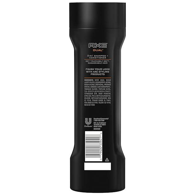 AXE Dual 2 in 1 Shampoo and Conditioner, 12 oz (Pack of 3)