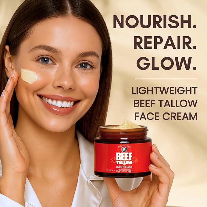Beef Tallow for Skin and Face Moisturizer Cream – Grass-Fed Beef Tallow + Glycerin with Honey & Citrus Notes | Natural Hydrating Face & Body Cream for Smooth, Soft & Healthy-Looking Skin | 4.23 oz