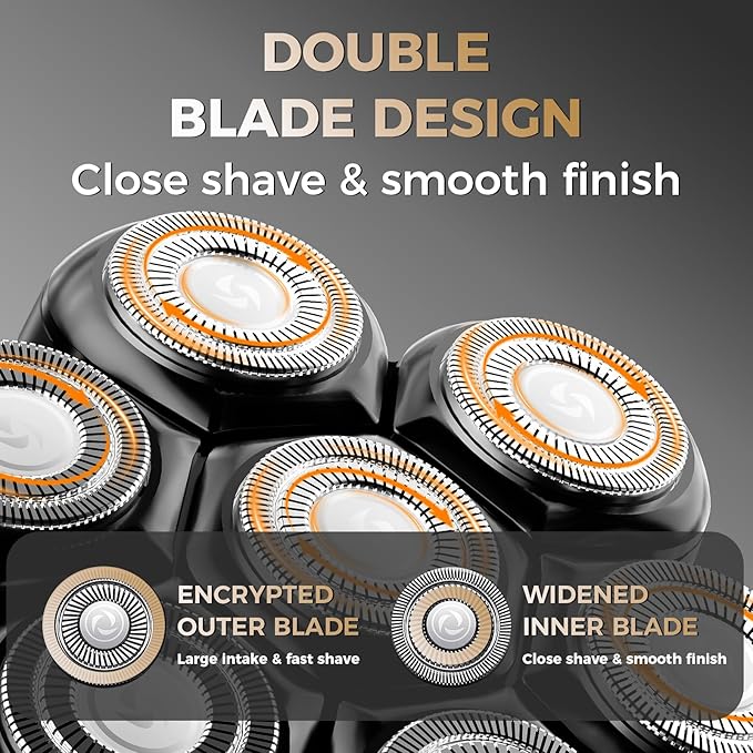 Ufree 7D Rotating Head Shaver for Bald Men, Magnetic Detachable Blades, IPX7 Waterproof Electric Razor, Head Face Beard Trimmer Grooming Kit with USB Fast Charge, Smart LED Display, Mens Gifts
