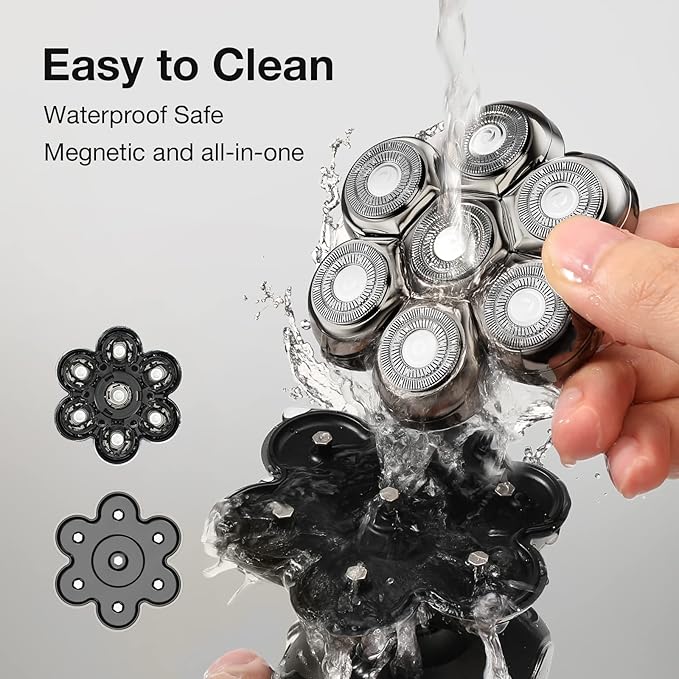 7 Blade Floating Replacement Shaving Head, Washable Shaver Blade Heads Replacement for Head Shaver, Wet & Dry Compatible for Rotary Shavers