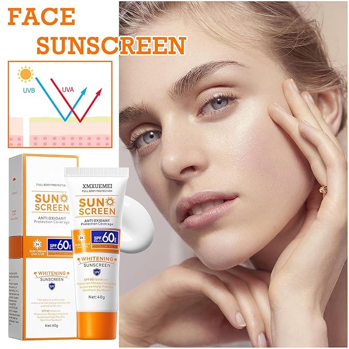 Face Sunscreen Cream SPF60+ PA+++,Travel Size Sunscreen for Face,Lightweight Sun Cream for All Skin Types,Moisturizing Sunblock Long Lasting Non-greasy Facial Moisturizer