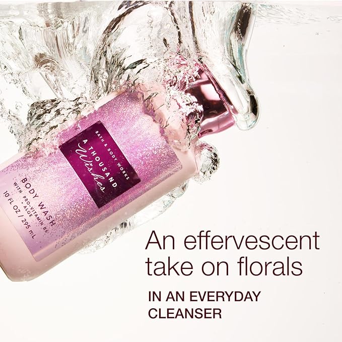 Bath & Body Works A Thousand Wishes Body Wash, Nourishing Cleanser with Pro-Vitamin B5 & Aloe, Prosecco & Peony Scent, Gentle for Daily Use, 10 fl oz - 1 Pack