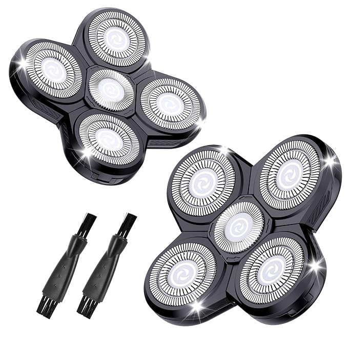 2Pcs Shaver Replacement Blades Refills Compatible with Freebird Head Shaver,Head and Face Electric Razor Shaver Head with 2 Cleaning Brush for Men Gift